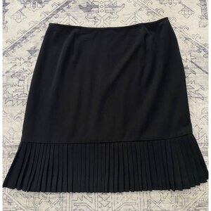 Vintage Pantology Petite Black Pleated Hem Skirt Sz Petite 10 Womens Knee Length